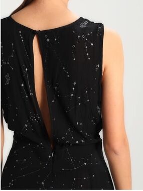 DESIGUAL Black Silver Celestial Constellation Print Open Back Jumpsuit Size M